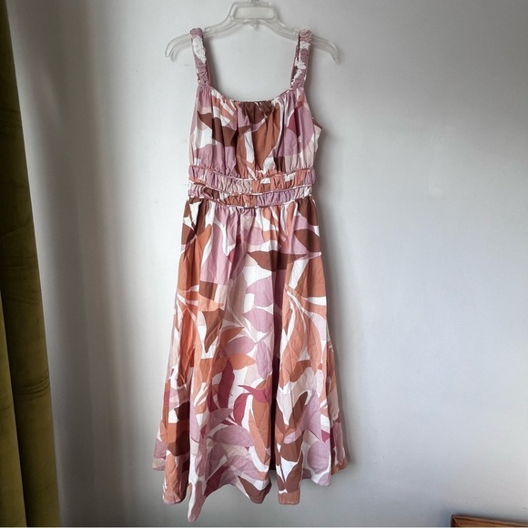 Petal & Pup Girl and the Sun Everleigh Leaf Print Midi Dress M - Picture 7 of 10